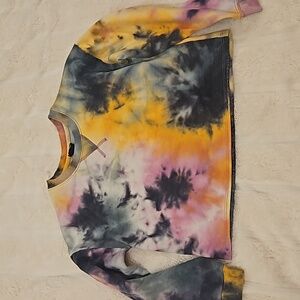 Girls Cropped Tie Dye Sweatshirt
